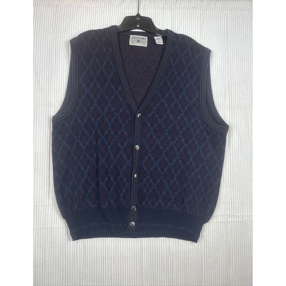 Italian wool blend Argyle button up sweater vest extra large men’s Grandpa core